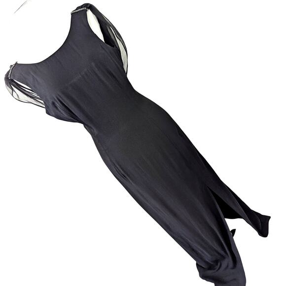 SCARLETT NITE! ELEGANT BLACK RAYON FULL LENGTH, CHIFFON BODICE DRESS! SZ 11/12 - Picture 1 of 10